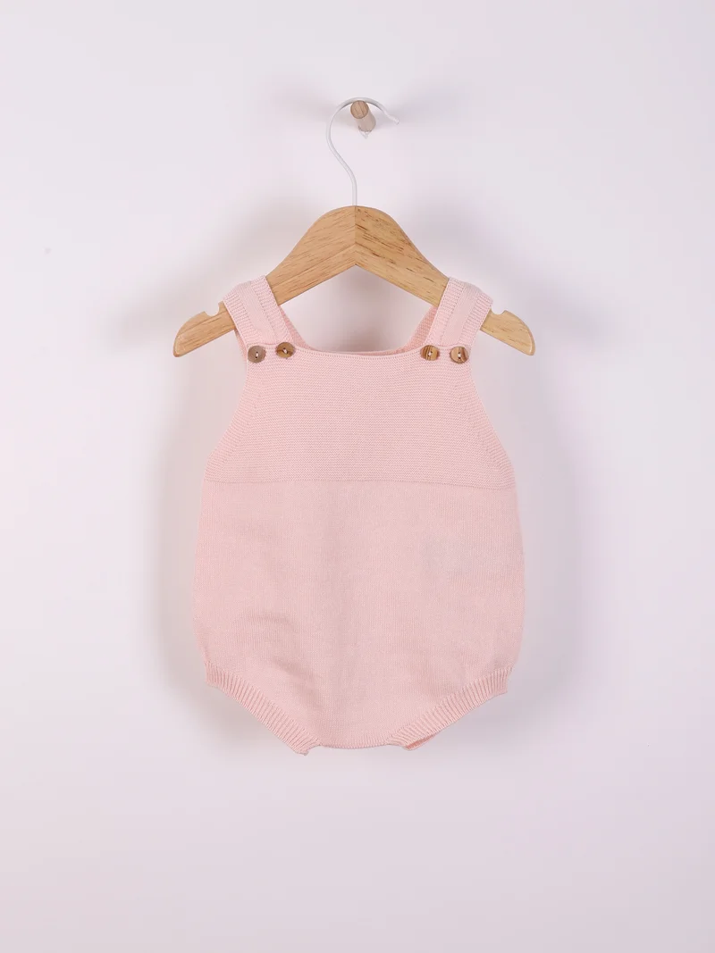 Wedoble Organic Fine Knit Shoulder Button Straps Shortie - Soft Pink, Wedoble