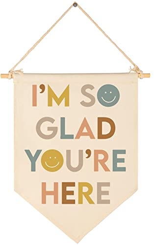 Im So Glad Youre HereClassroom DecorTeacher GiftsInspirational Classroom DecorWelcome PosterCanvas Hanging Pennant Flag Banner Wall SignPositive Affirmation Motivational Quote