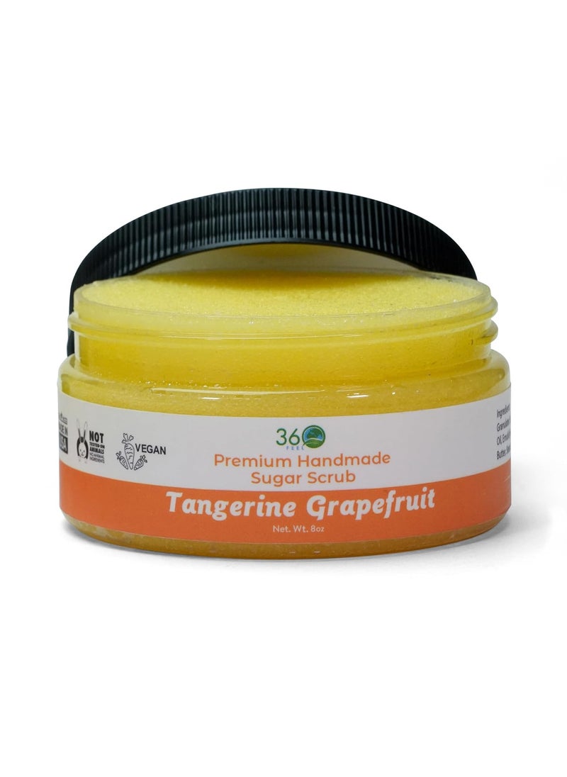 360Feel Tangerine Grapefruit Sugar Body Scrub - Suitable for Acne Scars and Stretch Marks - Foot Scrub - Great For Women's Body - 8 Fluid Ounce 