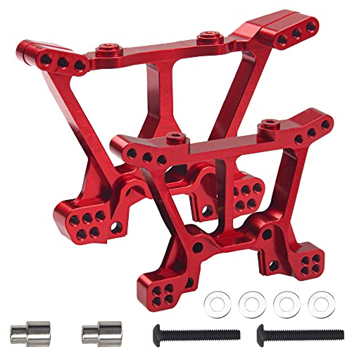 Vgoohobby Aluminum Alloy Front & Rear Shock Tower Upgrade Parts Compatible with 1/10 Traxxas Slash 4x4 4WD RC Car Replacement of Part#6838 6839 (Red) - Image 1