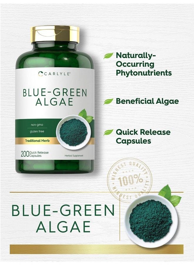 CARLYLE - Blue Green Algae 500Mg  200 Quick Release Capsules  Chlorella Supplement  Nongmo Gluten Free - Image 1