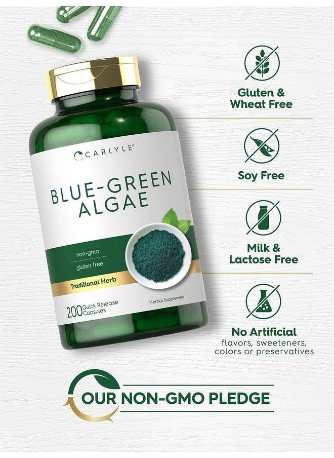 CARLYLE - Blue Green Algae 500Mg  200 Quick Release Capsules  Chlorella Supplement  Nongmo Gluten Free - Image 1