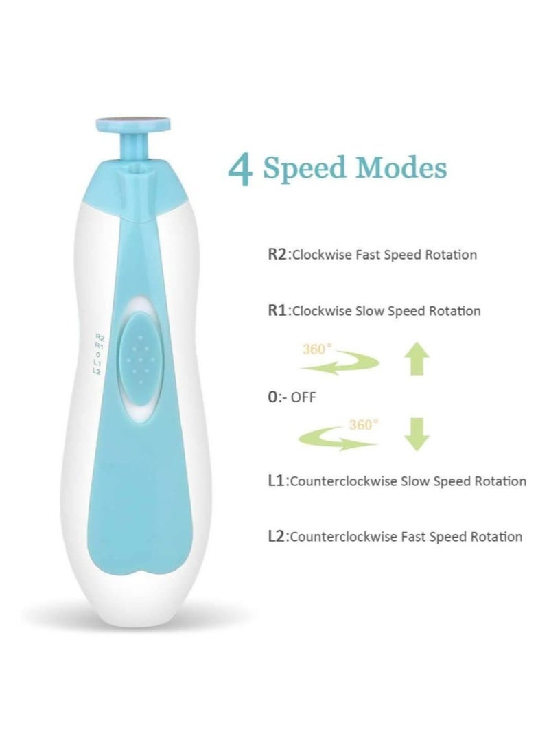 ELTRAZONE Baby Nail File Electric Nail Trimmer File Manicure Set Toes Fingernails Care Trimmer with LED Light for Newborn Kids and Adults - Image 3