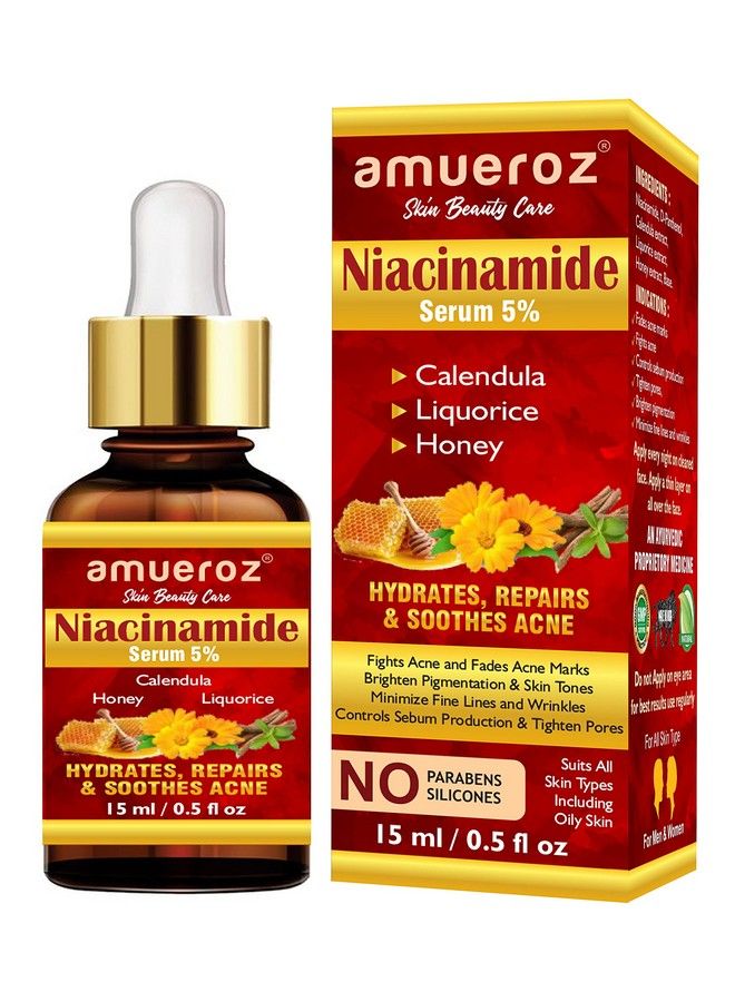 Amueroz 5% سيروم الوجه نياسيناميد لتقليل آثار حب الشباب والعيوب؛ شد المسام والتحكم في إنتاج الدهون؛ تقليل الخطوط الدقيقة والتجاعيد وإضاءة التصبغ للنساء والرجال (15 مل) - Image 1