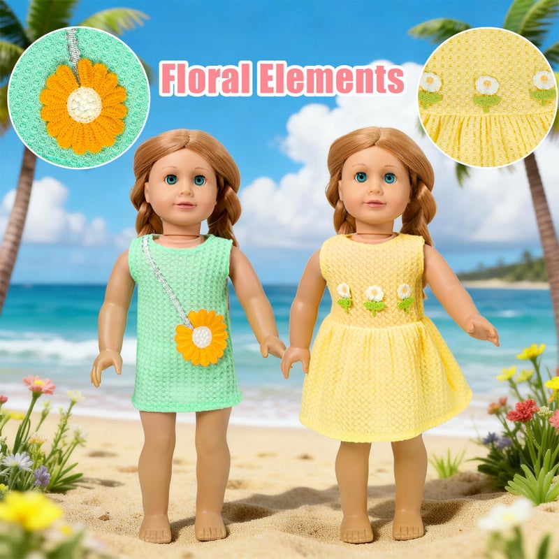 ARTST 7 Set Baby Doll Clothes,14-18 inch Reborn Doll Clothes Accessories Dress with Hats Socks Outfits Fits for 43cm New Born/15 inch Bitty/16 Inch Baby Dolls - Image 5