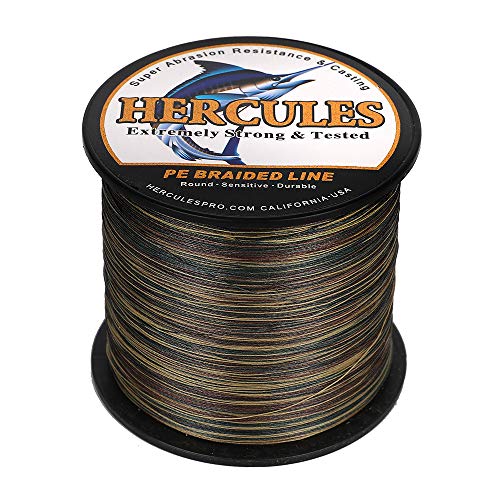 HERCULES Super Cast 500M 547 Yards Braided Fishing Line 80 LB Test for Saltwater Freshwater PE Braid Fish Lines Superline 8 Strands - Camo, 80LB (36.3KG), 0.48MM - Image 4