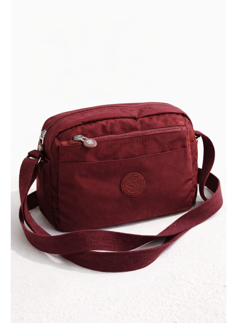 SUNSTAR Stylish Multi-Zip Burgundy Crossbody Bag – Compact & Organized Everyday Carry - Image 2