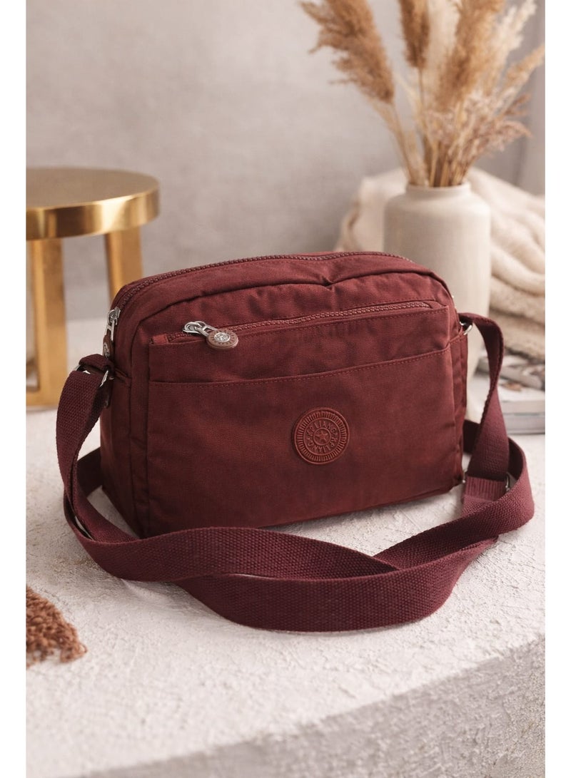 SUNSTAR Stylish Multi-Zip Burgundy Crossbody Bag – Compact & Organized Everyday Carry - Image 4