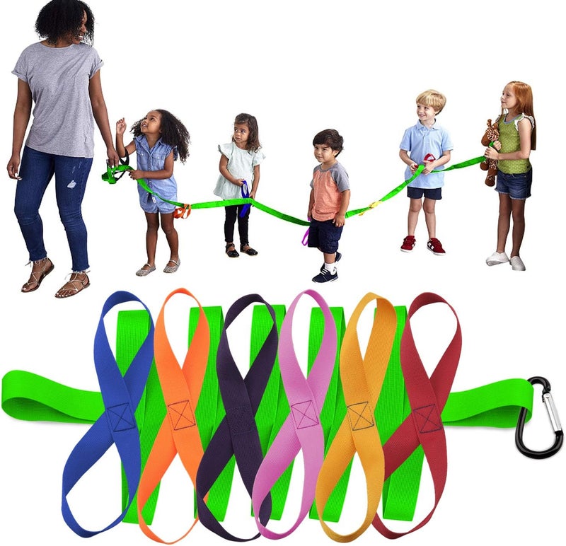 Lainrrew Walking Rope with 12 Colorful Handles - Outdoor Safety Rope for Preschool & Kindergarten Kids (Fluorescent Green) - Image 1