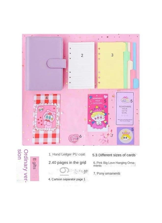 Bluejw - Hand Account Book Net Red Account Book Suit Cute Girl Diary Tool Material Full Set Of Simple Wind Loose-leaf - Image 1