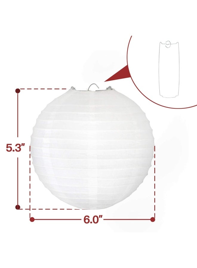 Novelty Place 6 inch White Paper Lanterns  Pack of 10  - Great Chinese Japanese Home  Party & Wedding Decorations  - Image 2