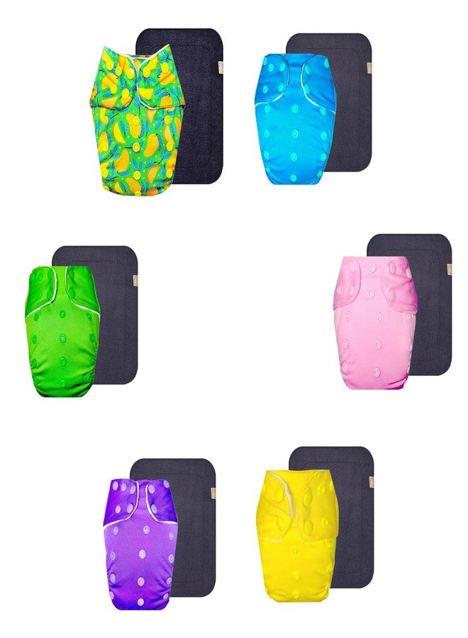 حفاضات قماشية فاخرة من دمبلدو مع حشوة رمادية (عبوة من 6 قطع) | مضادة للحساسية | وسادة ماصة بست طبقات | سهلة التنظيف | تغيير حفاضات بدون قلق | من 3 أشهر إلى 3 سنوات | للجنسين - Image 1