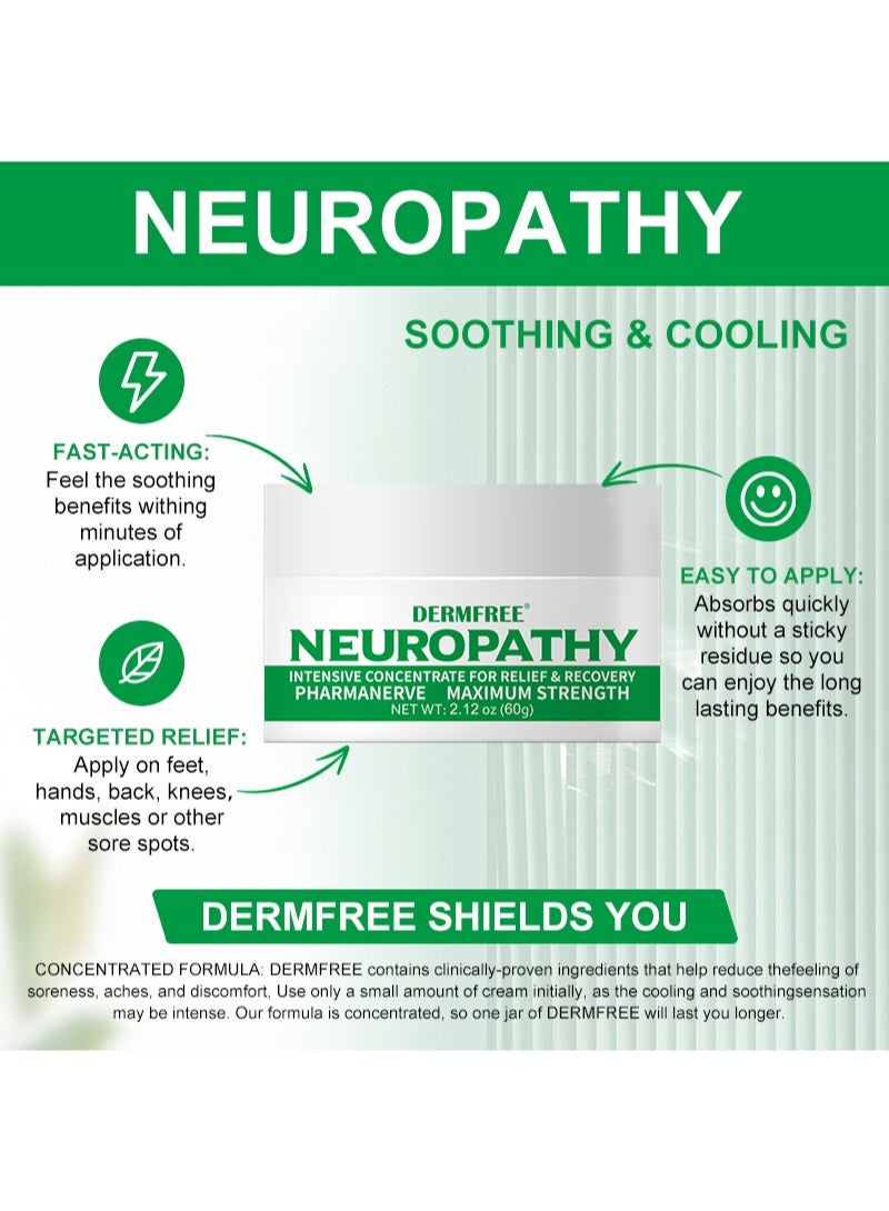 DERMFREE Naturals Neuropathy Nerve Relief Cream - Nervacol Maximum Strength Nerve Relief for Feet,Hands,Legs and Toes - Neuropathy Intensive Concentrate for Relief and Recovery,Premium Nerve Soothing Formula with Arnica,Vitamin B6,Aloe Vera and MSM - Image 2