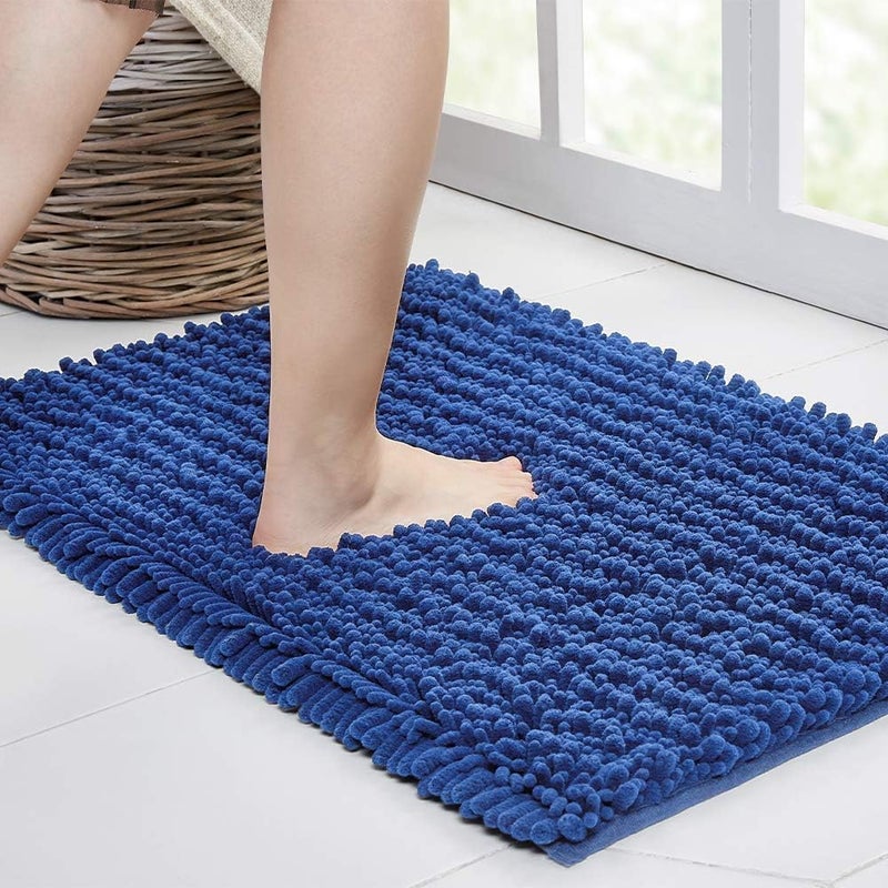 Bathroom Rug Non Slip Bath Mat Water Absorbent Super Soft Shaggy Chenille Machine Washable Dry Extra Thick Perfect Absorbant Best Small Plush Carpet for Shower Floor - Image 1