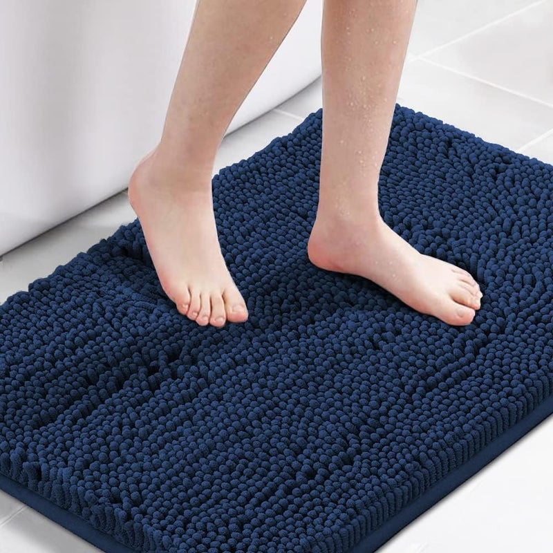 Bathroom Rug Non Slip Bath Mat Water Absorbent Super Soft Shaggy Chenille Machine Washable Dry Extra Thick Perfect Absorbant Best Small Plush Carpet for Shower Floor - Image 4