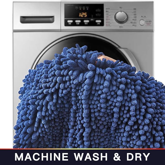 Bathroom Rug Non Slip Bath Mat Water Absorbent Super Soft Shaggy Chenille Machine Washable Dry Extra Thick Perfect Absorbant Best Small Plush Carpet for Shower Floor - Image 5