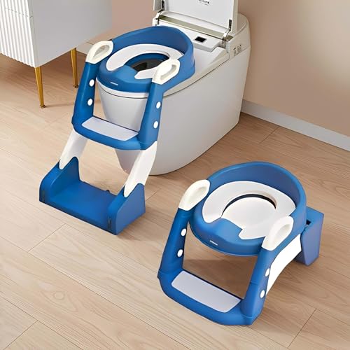 Infantso NORA (3-in-1) Baby Potty Ladder Seat for Kids 1-5 Years|Foldable with Height Adjustment & PU Cushion, Fits All Western Toilet Seat, Baby Potty Training Seat with Splash Guard, Handle, Ladder - Image 1