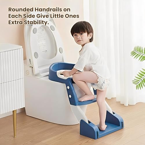Infantso NORA (3-in-1) Baby Potty Ladder Seat for Kids 1-5 Years|Foldable with Height Adjustment & PU Cushion, Fits All Western Toilet Seat, Baby Potty Training Seat with Splash Guard, Handle, Ladder - Image 5