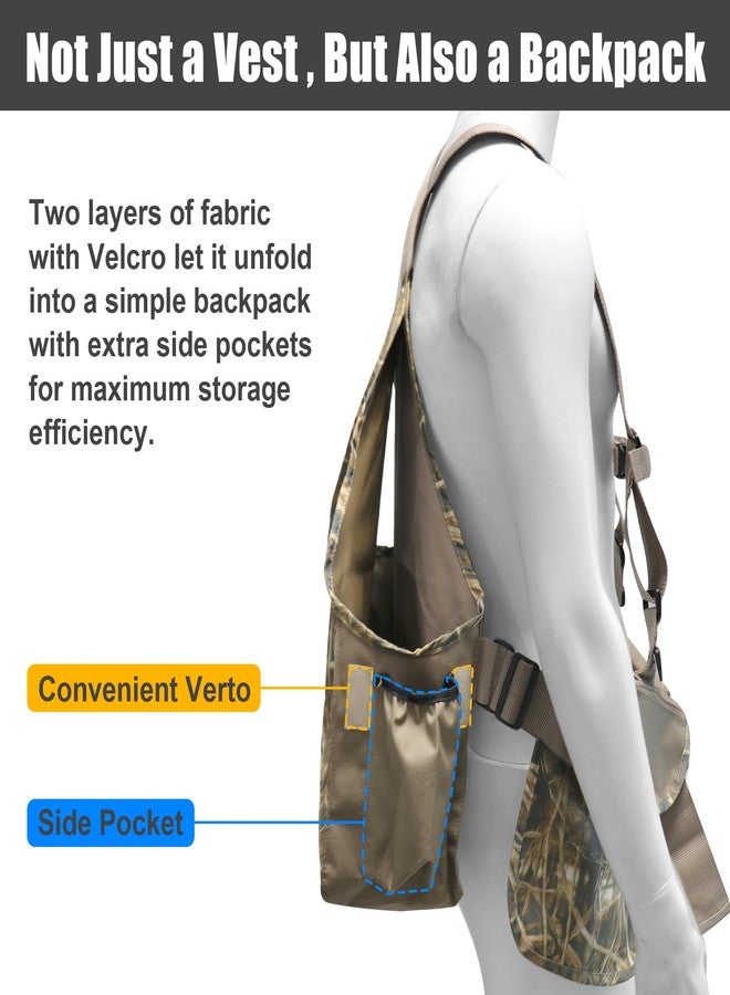 HUNTPAL Upland Bird Hunting Vest Tactical Backpack with Game Pouch, Pockets, Chest Strap and Waist Belt, Fit for Bird Hunting, Waterfowl Camo, 00-14 - Image 4