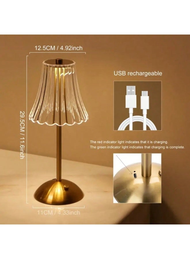 ميون طقم من قطعتين من مصابيح الطاولة LED الكريستالية العتيقة القابلة للتعتيم، إضاءة مكتبية هندسية، شحن USB بثلاثة ألوان قابلة للتعتيم، مناسبة لأجواء غرفة النوم، غرفة المعيشة، المكتب، القراءة والاسترخاء، إضاءة محيطة داخلية بجانب السرير، غرفة النوم، مواضيع العطلات والرياضة، عبوة واحدة اختيارية - Image 4