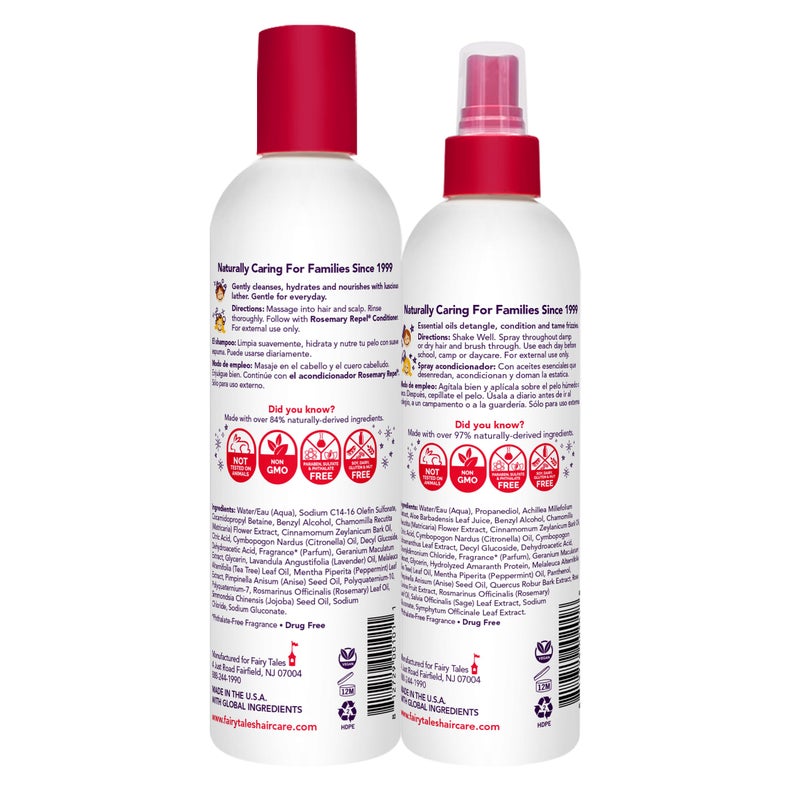 Fairy Tales شامبو طارد القمل من فيري تيلز بالروزماري، 12 أونصة سائلة ورذاذ تكييف، 8 أونصات سائلة. ثنائي للأطفال يحبون الرائحة، والقمل لا يحبها. - Image 2