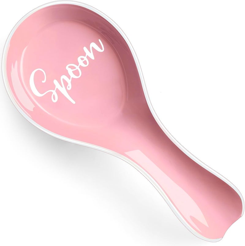 DAYYET Ceramic Spoon Rest for Stove Top, Large Spoon Holder, Spoon Rest for Kitchen Counter, Utensil Rest for Ladles, Spatula, Tong, Pink Kitchen Decor and Accessories - Image 1