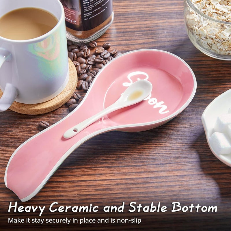 DAYYET Ceramic Spoon Rest for Stove Top, Large Spoon Holder, Spoon Rest for Kitchen Counter, Utensil Rest for Ladles, Spatula, Tong, Pink Kitchen Decor and Accessories - Image 5