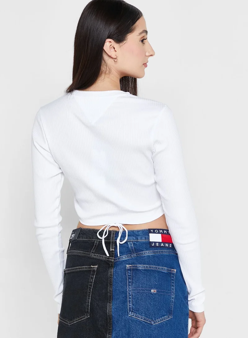 TOMMY JEANS Tie Detail Knitted Crop Top