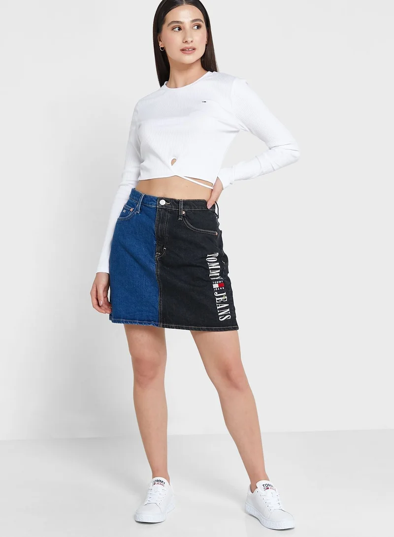 TOMMY JEANS Tie Detail Knitted Crop Top
