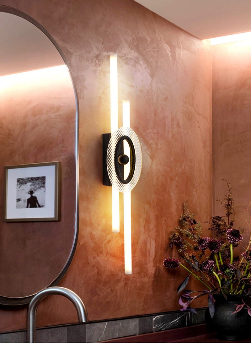 LOOPITYS LED wall light (60CM, black, 3000K warm light), modern living room wall light with transparent glass lampshade in Arabic style, long bedroom wall hanging light, corridor wall light decoration - Image 2