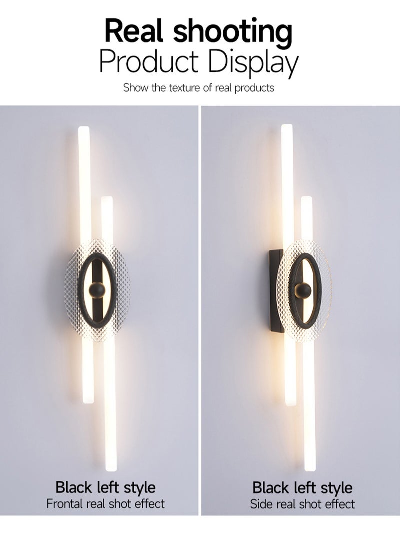 LOOPITYS LED wall light (60CM, black, 3000K warm light), modern living room wall light with transparent glass lampshade in Arabic style, long bedroom wall hanging light, corridor wall light decoration - Image 3