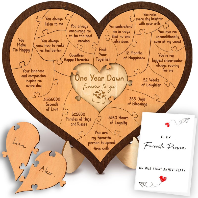 Stofinity 1 Year Anniversary Wood Gifts for Him Boyfriend One Year Anniversary Wooden Gifts for Men First Anniversary Wedding Gift for Husband Wife
