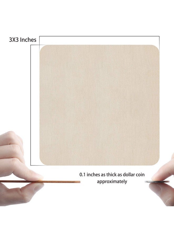 Fuyit Unfinished Wood Pieces 50Pcs 3 X 3 Inch Blank Natural Wood Square Wooden Cutouts Board For Diy Crafts Painting Scrabble Tiles Coasters Decoration - Image 3