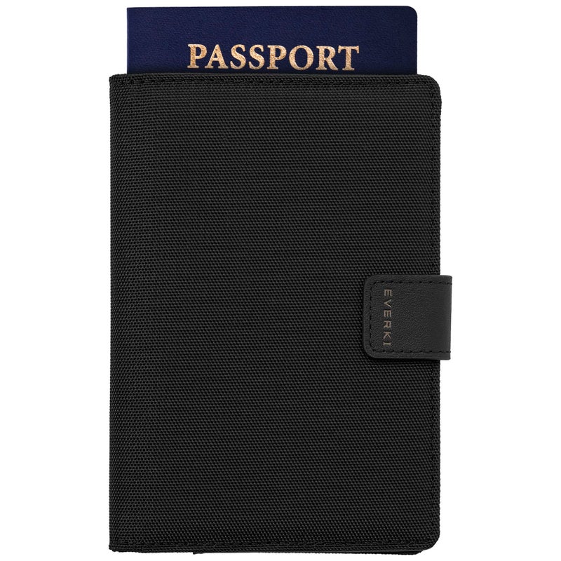 EVERKI RFID Passport Wallet RFID Passport Holder for Travel Slim RFID Blocking Pass Port Case Cover Protector Cute Pass Port Holder for Men Women Travel Essentials Gift for Travelers Black - Image 2