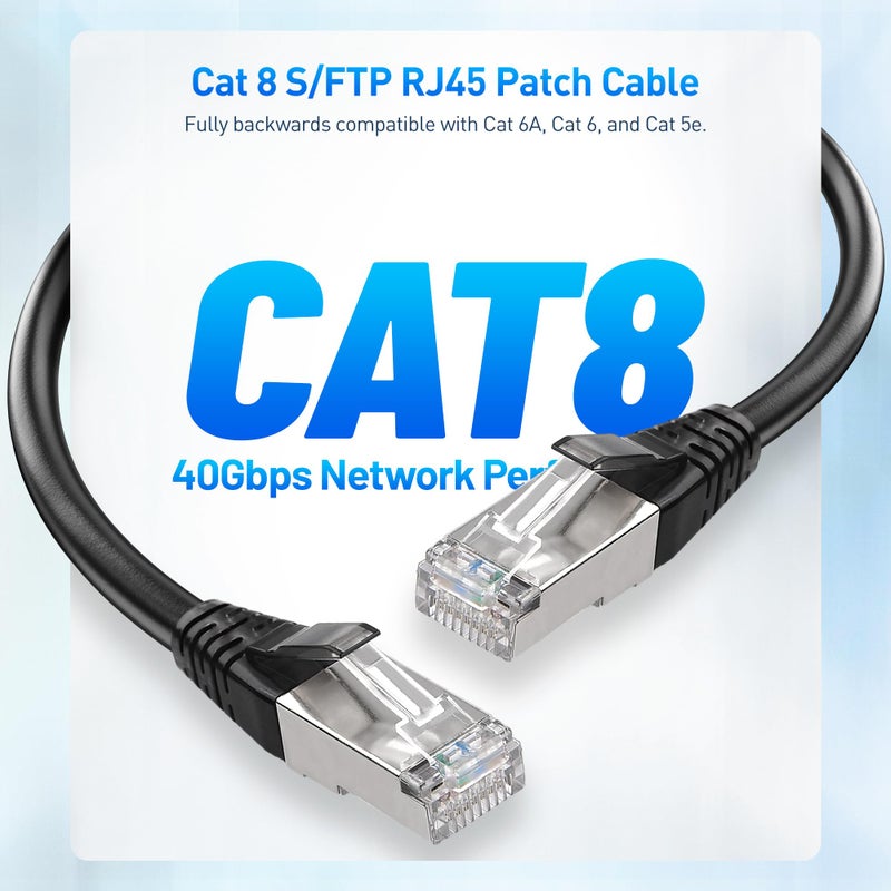 Cable Matters [Cat8 Certified] 2-Pack 40Gbps Shielded Cat 8 Ethernet Cable - 5ft, 2000Mhz Category 8 Ethernet Cord, Cat8 Cable for Gaming, Black - Image 2