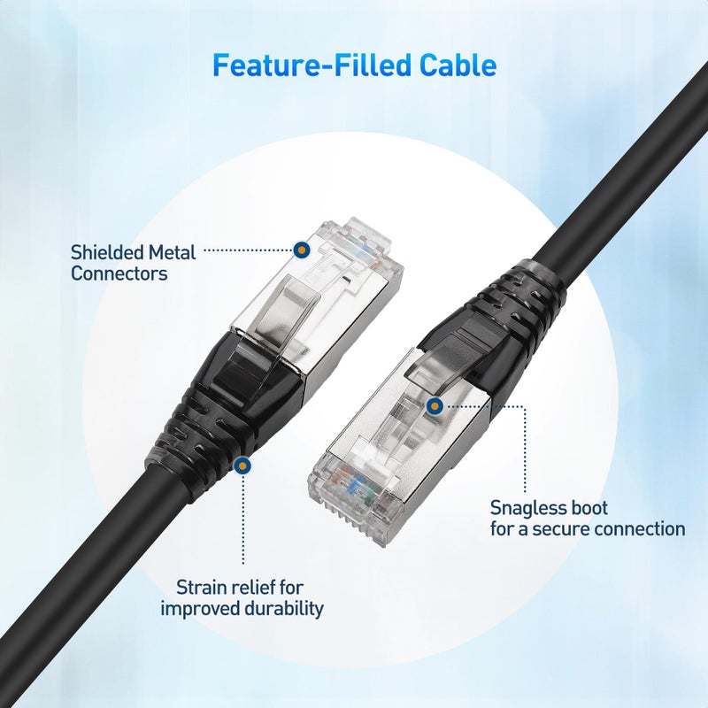 Cable Matters [Cat8 Certified] 2-Pack 40Gbps Shielded Cat 8 Ethernet Cable - 5ft, 2000Mhz Category 8 Ethernet Cord, Cat8 Cable for Gaming, Black - Image 5