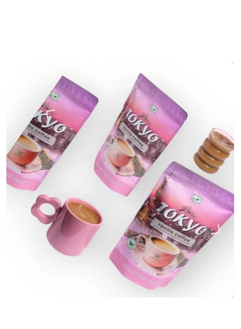 Tokyo vanilla coffee with glutathione, collagen and chia seeds 3*1, three pieces - Image 2