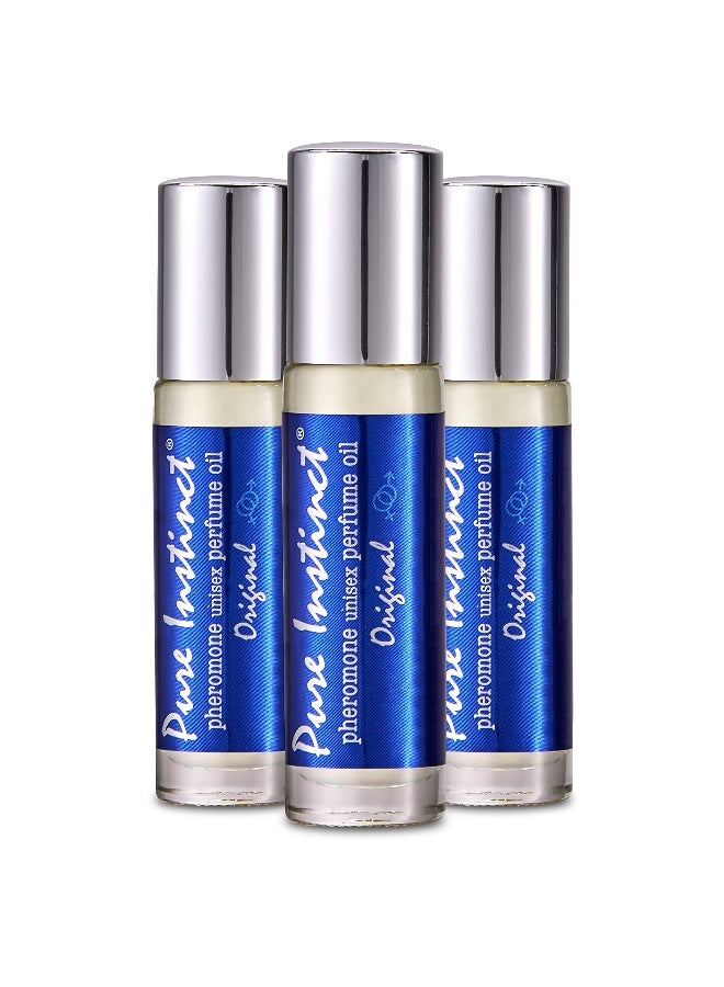 Pure Instinct رول أون بيور إنستينكت 3 عبوات  عطر زيت أساسي مضاف له الفيرومونات  للجنسين للرجال والنساء  جاهز للسفر