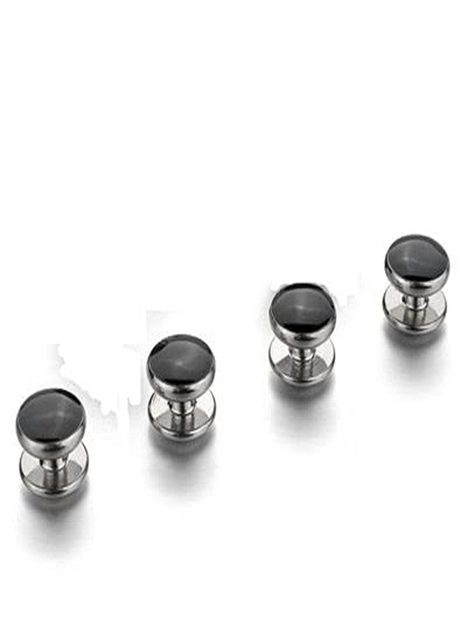 TRIPIN Cufflinks for Men Black and Silver Tuxedo Button Studs with Matching Cufflinks - Image 5