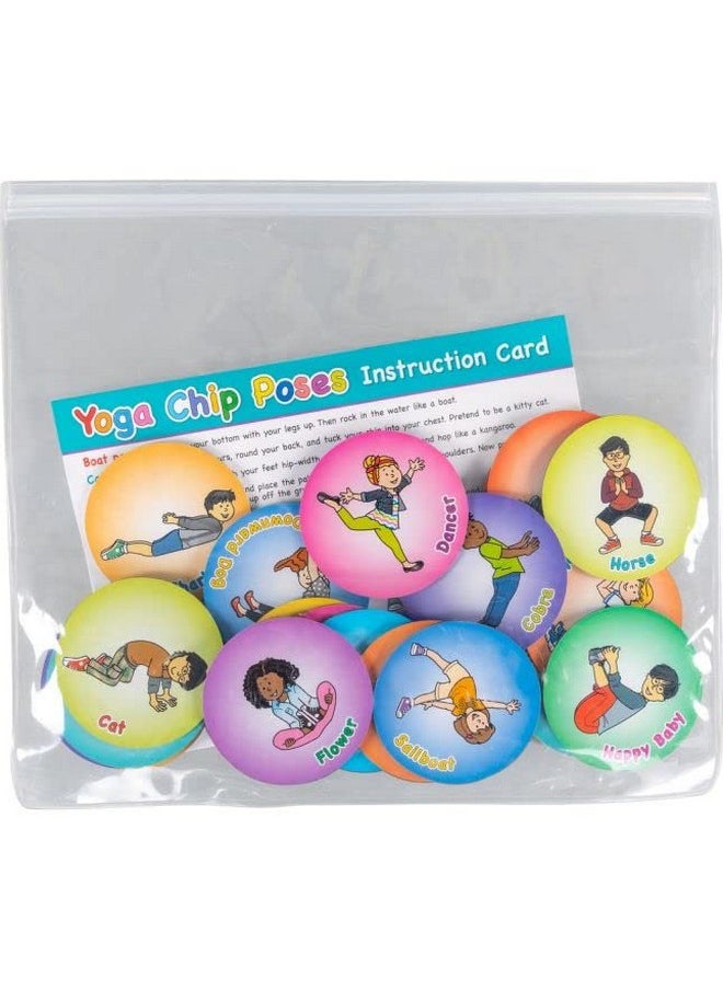 Really Good Stuff Yoga Chips For Kids - 24 Pack -Help Children Calm Down, Exercise, & Focus - Yoga Poses And Mindfulness Activities For The Classroom/Home  - Image 1
