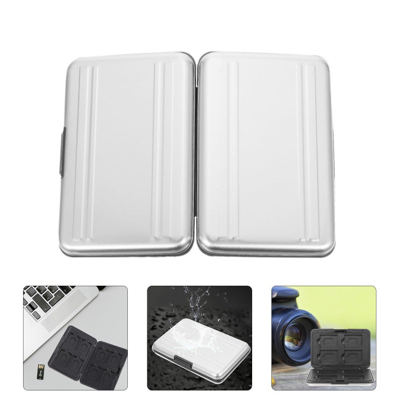 Shockproof Waterproof Memory Card Case Silver Gray Storage Organizer For Camera Travel - Image 4