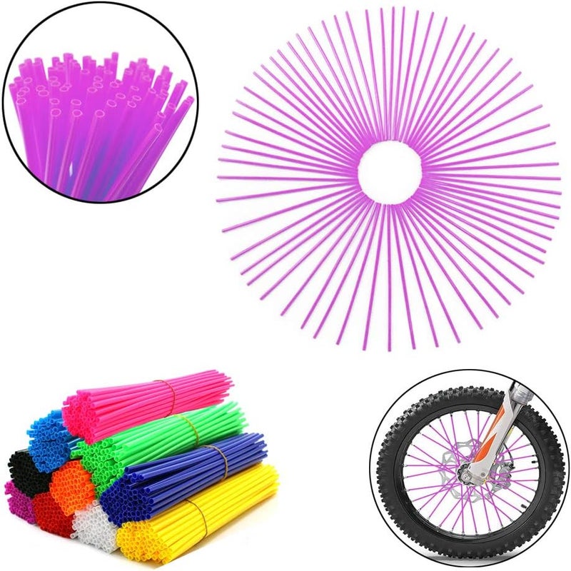COBIKE 72Pcs Universal Wheel Spoke Wraps Wrenchs Skins Pipe Trim Decoration Protector For Motorcycle Dirt Bike Yamaha Honda BMW Suzuki Kawasaki(purple) - Image 1