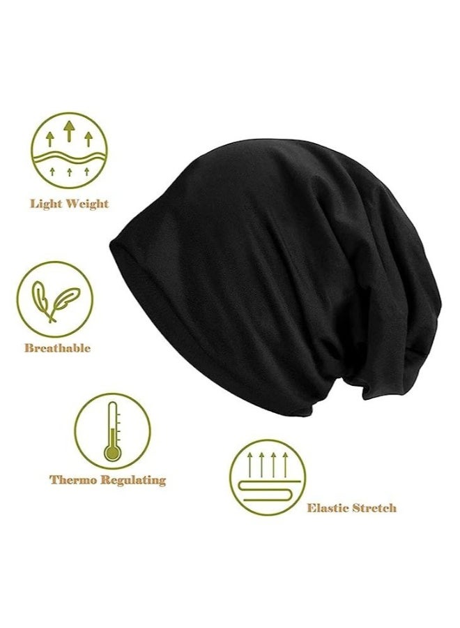 2PCS Slouch Beanie Hat for Men Women Stretchy Skull Cap Soft Warm Daily Cuffed Hats Unisex Comfortable Beanie Gifts for Men Dad 