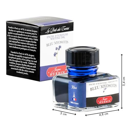 Jacques Herbin Herbin hb13015 Traditional Ink (For Fountain Pens, Glass Pens, and False Pens), 1.0 fl oz (30 ml), "Forgotten Grass Blue" Made in France - Image 2