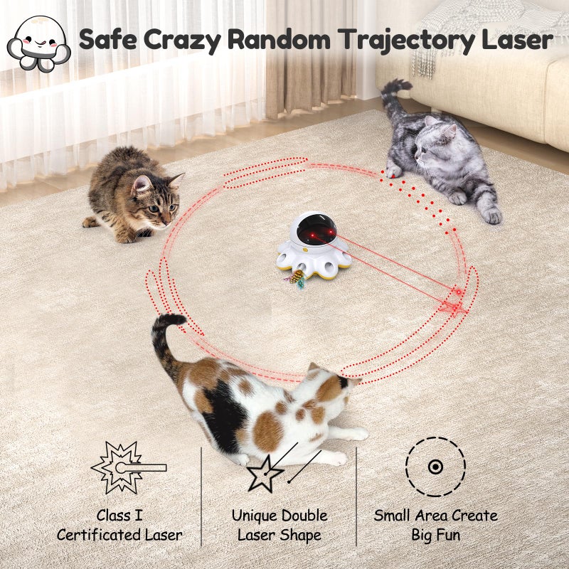ORSDA Cat Laser Toy, 2-in-1 Interactive Automatic Motion Activated Moving 8 Holes Whack A Mole Feather, USB Rechargeable Electronic Smart Sensor Kitten Toys for Indoor Exercise - Image 3