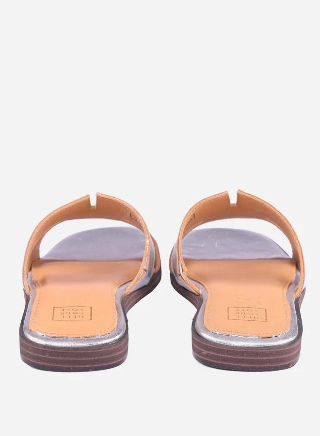 Take Two Silver Dory Silver Flat Sandals By Heel Your Sole for Women | Best Price UAE