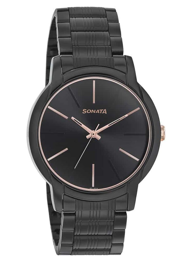 سوناتا ساعة يد رجالية معدنية دائرية بعقارب - Image 1