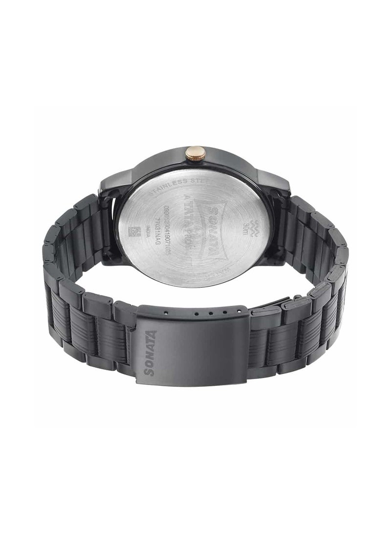 سوناتا ساعة يد رجالية معدنية دائرية بعقارب - Image 4