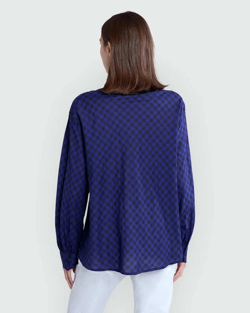 Ovs Checked Blouse In Violet And Brown