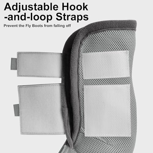 TARFEPA Adjustable Horse Fly Boots Set of 4, Equine Leg Protection Reduce Stomping, Breathable Mesh Fly Boots for Horses, Horse Leggings Leg Guards - Grey - Pony - Image 3